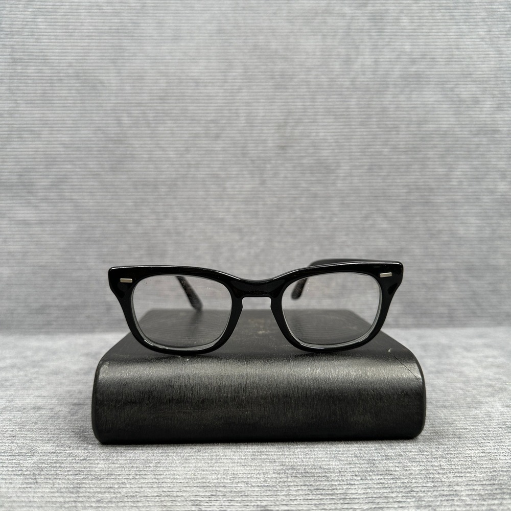 Vintage Bausch & Lomb Black Eyeglasses Horn Rimmed Frames 4 1/2-5 3/4 Retro